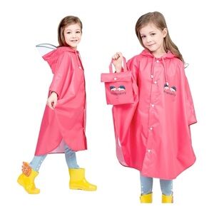 Pink Hooded rain poncho with Bag xhokd size large